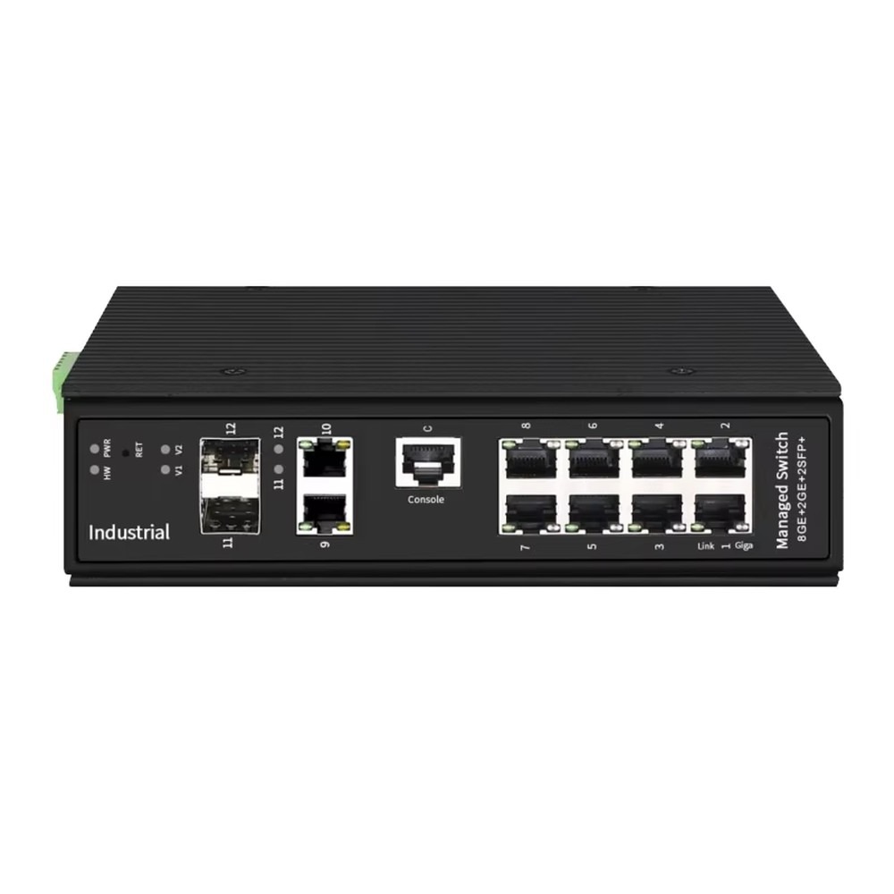 Industrial Switch Din Rail Gigabit - 産業用DINレール8ポートギガビットL3マネージドスイッチ、2x10G SFPアップリンク、90W PoE