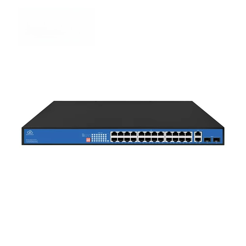 Managed Switch 24 Port Gigabit - クラウド管理型24ポートギガビットPoEスイッチ、802.3af/at対応、2つのアップリンクポート＋2つのSFPポート、IPカメラ、Wi-Fiアクセスポイント、SMB用APP VLAN機能搭載。
