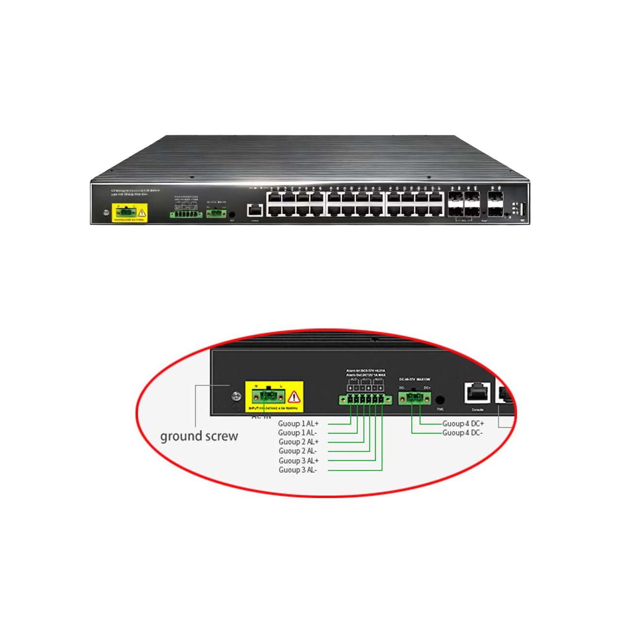 Switch 24 Port 10G Uplink - 30ポート産業用L3マネージドスイッチ、24*10G PoEまたは非PoE+6*10G SFP+アップリンク、デュアルDCおよびAC給電、ロジカルスタッキング、リングネットワーク