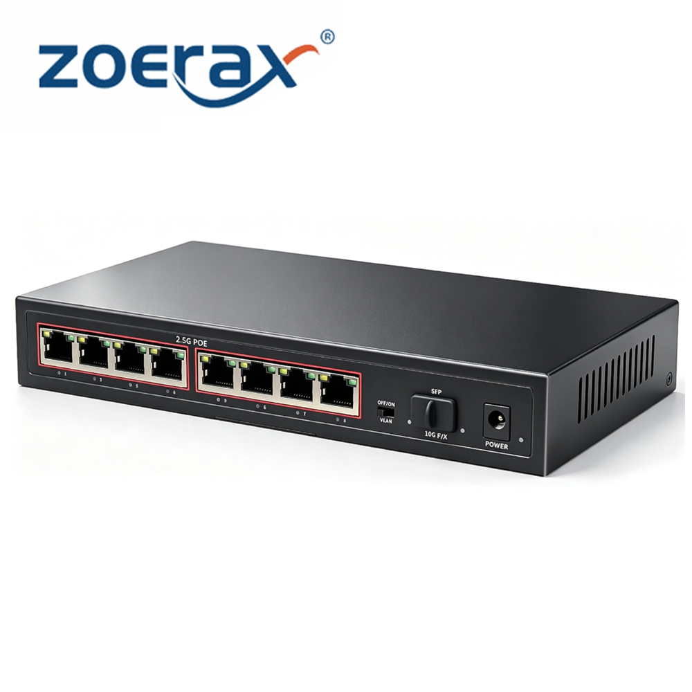 8 Port 2.5G Switch Unmanaged - ZoeRax 8ポート 2.5G POE ネットワークスイッチ 60Gbps