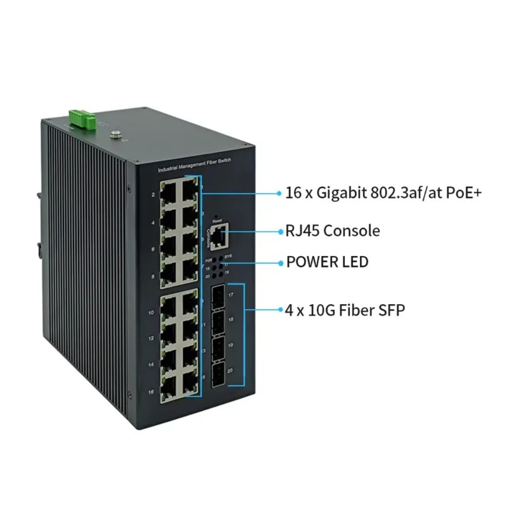 Poe Switch 16 Port 802.3At - 16ポート産業グレードギガビットPoE+ L2 L3マネージド4 x 10G SFP+