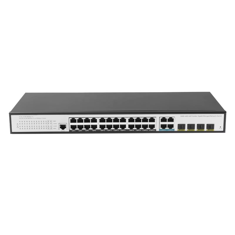 Network Switch Rack Mount 1U - 24GE 4SFP 4ギガビット・アップリンク、L2管理機能付き、PoE内蔵、400W電源、イーサネット・スイッチ、1Uラックマウント、PoEネットワーク・スイッチ