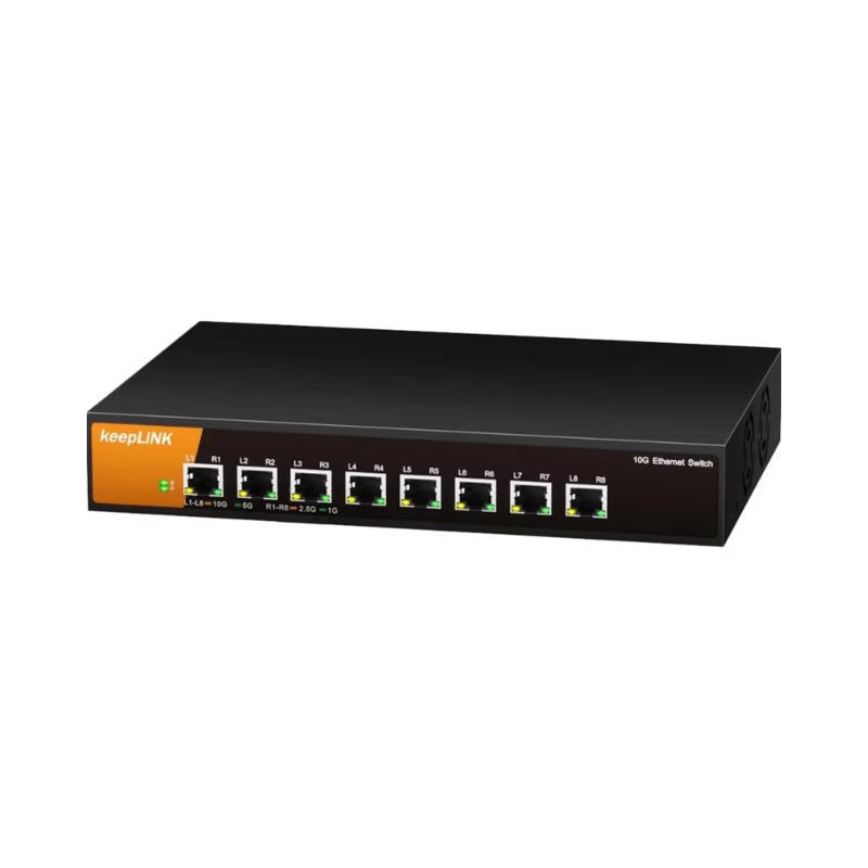 8 Port 2.5G Switch Unmanaged - 8ポートの10G非管理型イーサネットスイッチ。RJ45ポートを搭載し、10G/5G/2.5G/1000M/100Mの速度に対応。ネットワークスイッチとして使用可能。