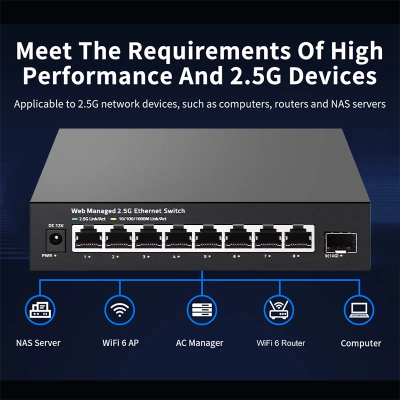 ONTi 2.5GbE マネージドスイッチ、8ポート、2.5 - 10G Sfp+ Switch 8 Port のレビューと価格