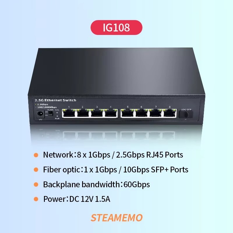 アンマネージド2.5Gbpsイーサネットスイッチ、10G S - 8 Port 2.5G Switch Unmanaged のレビューと価格