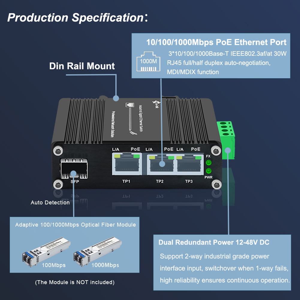 ミニ産業用4ポート10/100/1000Mbpsギガビットイ - Industrial Switch Din Rail Gigabit のレビューと価格