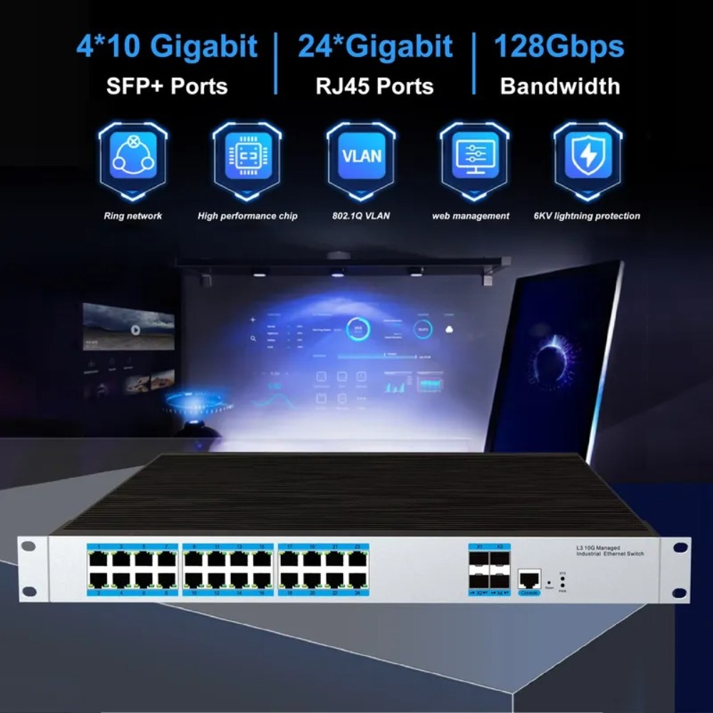 24 RJ45ポートの産業用グレードのマネージドイーサネット - Switch 24 Port 10G Uplink のレビューと価格