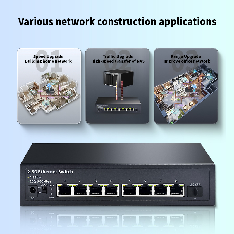 管理機能なしの2.5Gbpsイーサネットスイッチ。10G S - 8 Port 2.5G Switch Unmanaged のレビューと価格