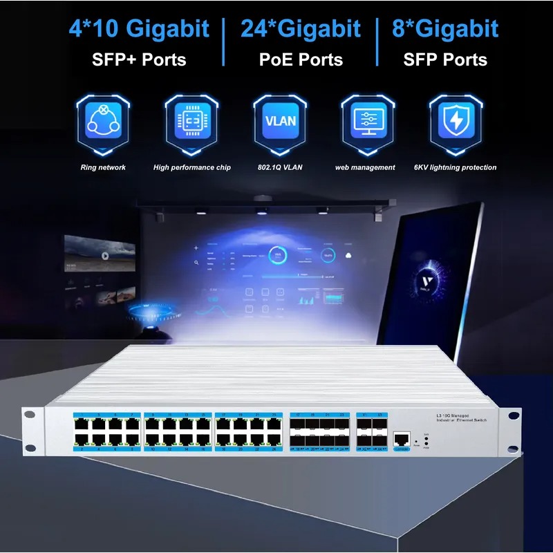 24ポートPoE産業用管理スイッチ、4つの10G SFPアッ - Switch 24 Port 10G Uplink のレビューと価格