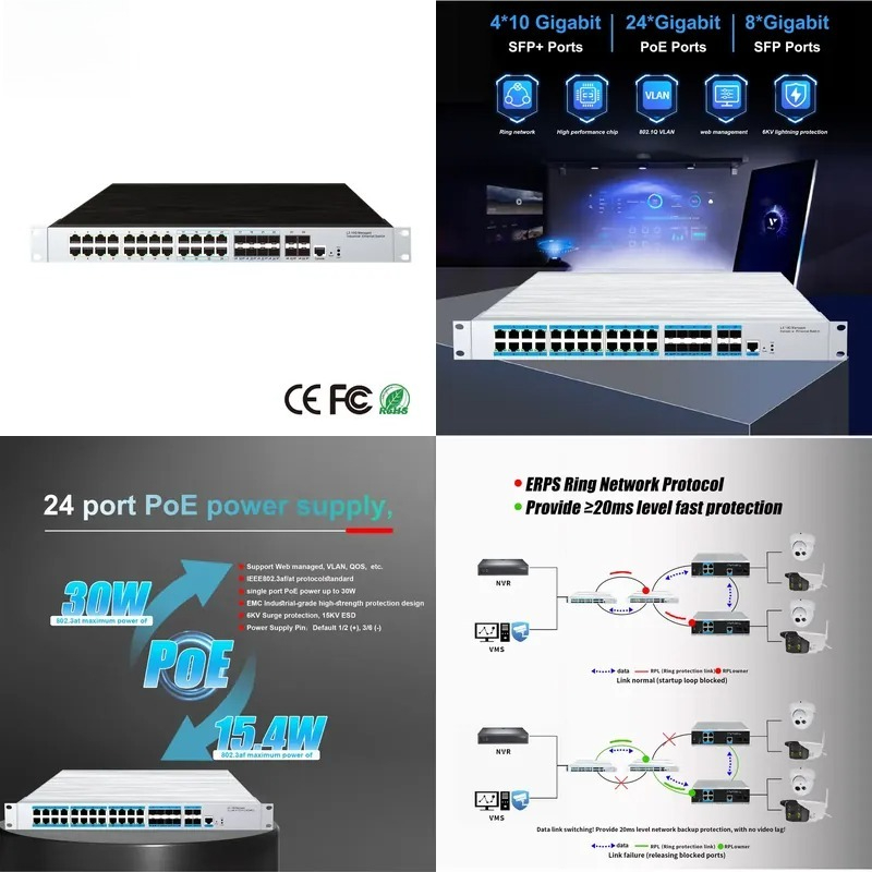 24ポートPoE産業用管理スイッチ、4つの10G SFPアッ - Switch 24 Port 10G Uplink のレビューと価格