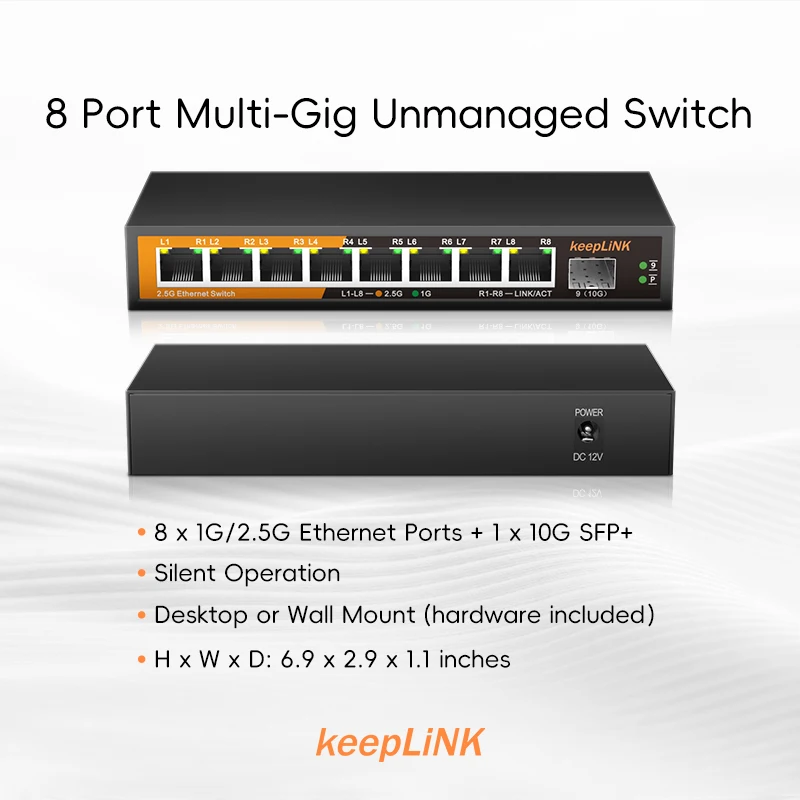 KeepLiNK 9 ポート マルチギガビット イーサネット - 8 Port 2.5G Switch Unmanaged のレビューと価格