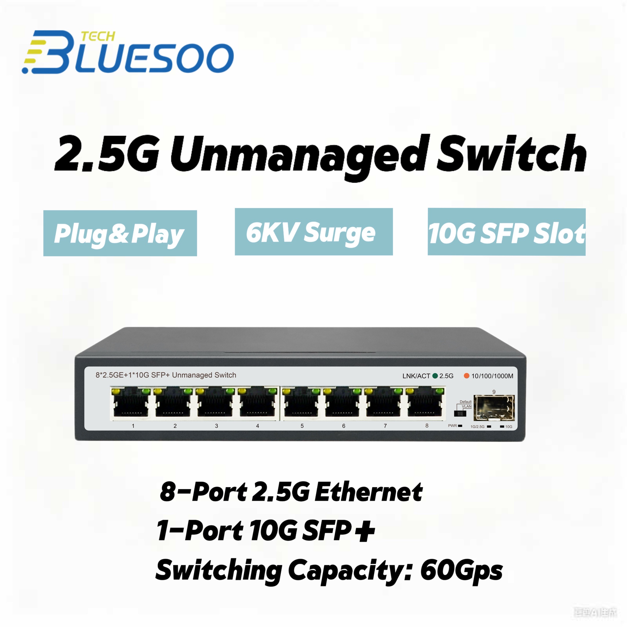 2.5G 8ポートマルチギガビットイーサネットスイッチ、8つ - 8 Port 2.5G Switch Unmanaged のレビューと価格