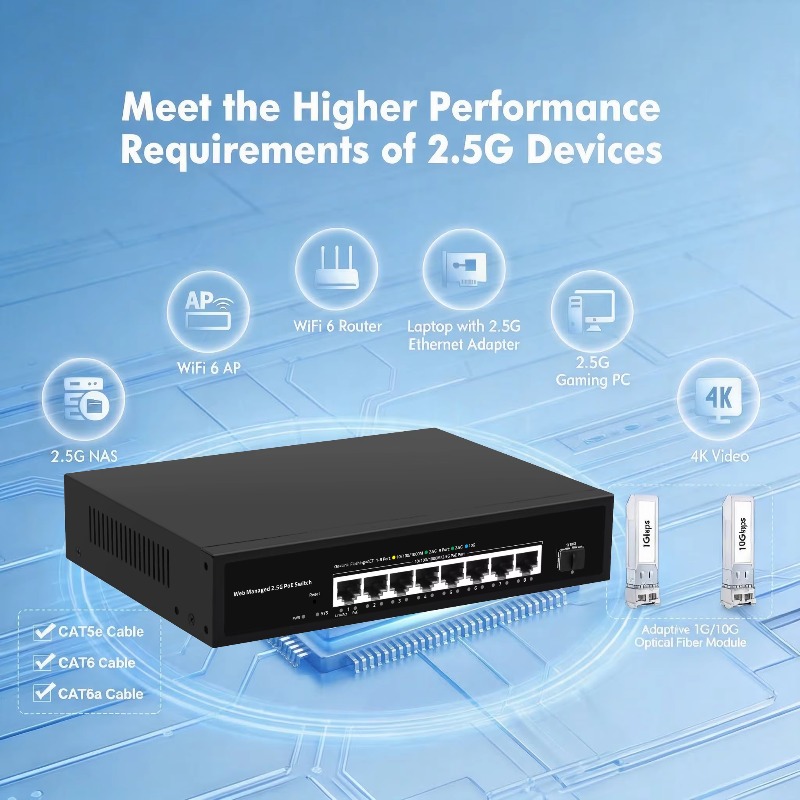 9ポートのマルチギガビットPoE LANスイッチ。8ポートの - 10G Sfp+ Switch 8 Port のレビューと価格