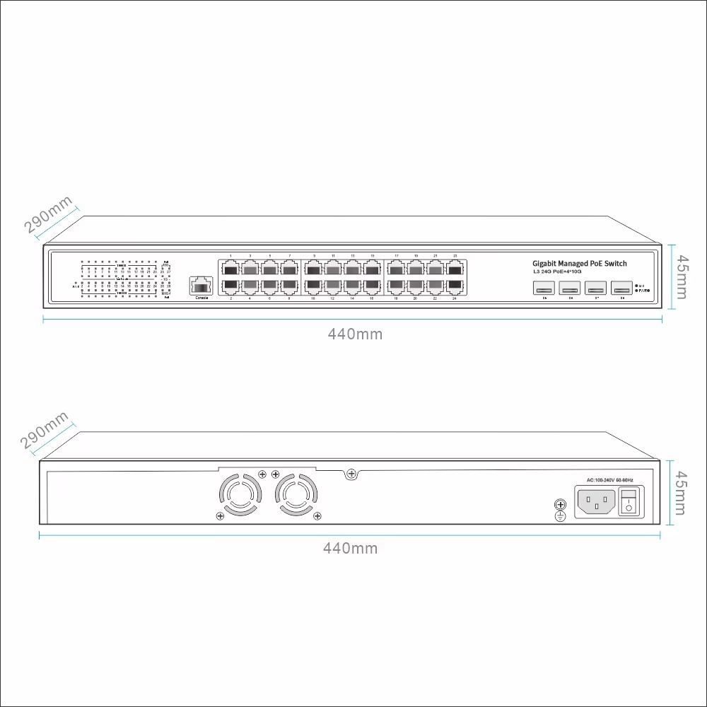 24ポート ギガビットイーサネット RJ45、4ポートの10 - Network Switch Rack Mount 1U のレビューと価格