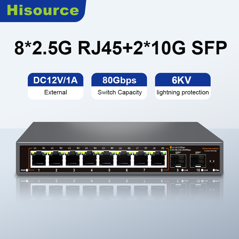 Hisource 8ポート 2.5G イーサネットスイッチ  - 8 Port 2.5G Switch Unmanaged のレビューと価格