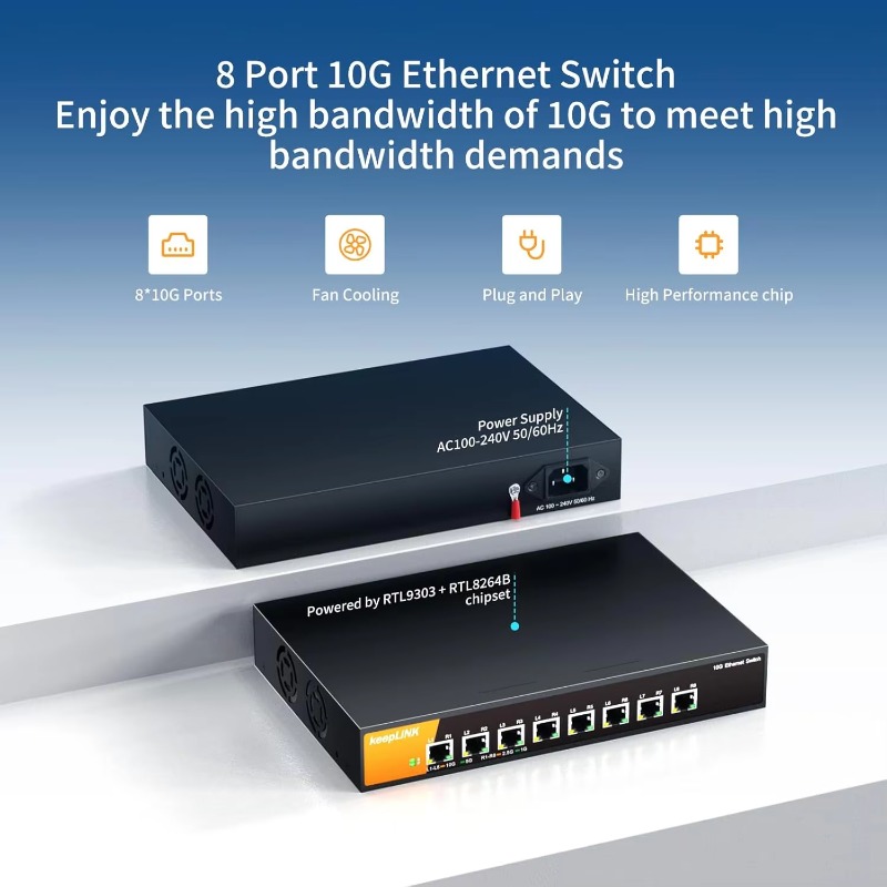 8ポートの10G非管理型イーサネットスイッチ。RJ45ポート - 8 Port 2.5G Switch Unmanaged のレビューと価格