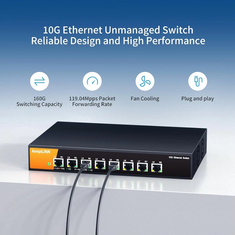 8ポートの10G非管理型イーサネットスイッチ。RJ45ポート - 8 Port 2.5G Switch Unmanaged のレビューと価格